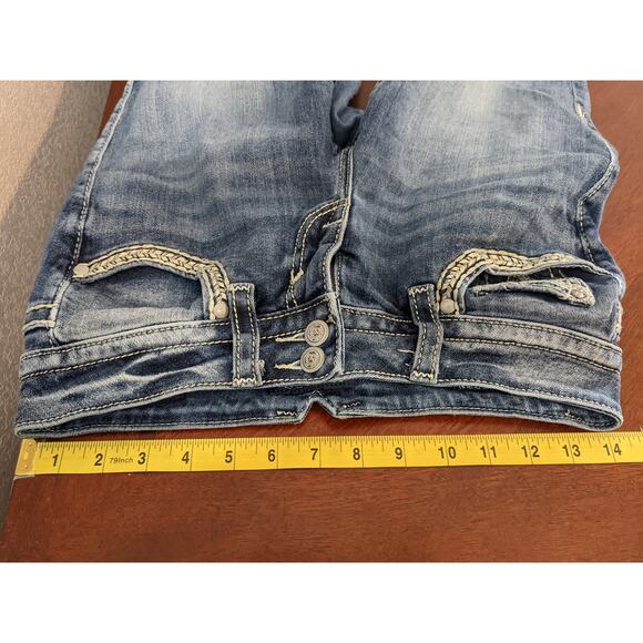 Vigoss Skinny Jeans 1/2 The Dublin 29x26 Low Rise Bling Rhinestone Embroidered - Picture 11 of 16